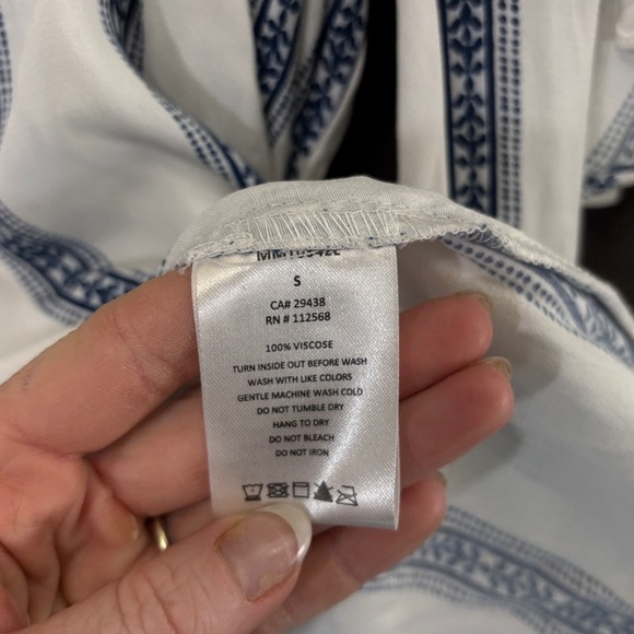 Miss Me White and Blue Ruffled Flutter Sleeve Blouse - Picture 5 of 5